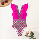 Luna V-Neck Ruffled Backless One-Piece Swimsuit