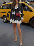 Luna Lace Details Skirt and Blazer Set