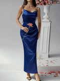 Luna Solid Colour Suspender Evening Dress