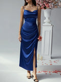 Luna Solid Colour Suspender Evening Dress