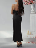 Luna Solid Colour Suspender Evening Dress