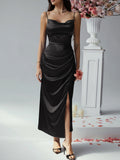 Luna Solid Colour Suspender Evening Dress