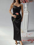Luna Solid Colour Suspender Evening Dress