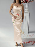 Luna Solid Colour Suspender Evening Dress