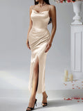Luna Solid Colour Suspender Evening Dress