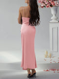 Luna Solid Colour Suspender Evening Dress