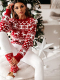 Luna Women's Christmas Elk Long Sleeve Knit Sweater