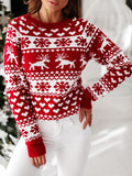 Luna Women's Christmas Elk Long Sleeve Knit Sweater