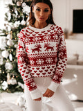 Luna Women's Christmas Elk Long Sleeve Knit Sweater