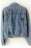 Luna Faux Pearl Denim Jacket