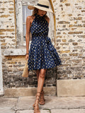 Luna Blue and Gold Polka Dress