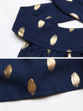 Luna Blue and Gold Polka Dress