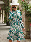 Luna Vintage Style Green Floral Dress