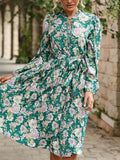 Luna Vintage Style Green Floral Dress