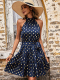 Luna Blue and Gold Polka Dress
