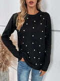 Luna Black Faux Pearl Sweater