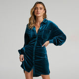Luna Velvet Shirt Dress