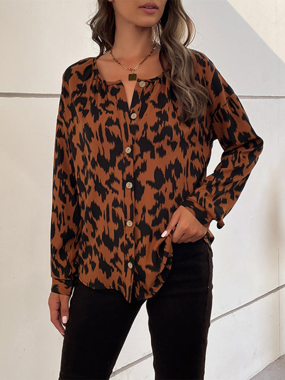 Luna Brown Leopard Biz Shirt