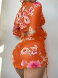 Luna Floral Drawstring Bikini with Cover Up