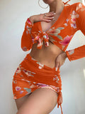 Luna Floral Drawstring Bikini with Cover Up