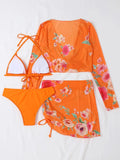 Luna Floral Drawstring Bikini with Cover Up