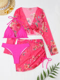 Luna Floral Drawstring Bikini with Cover Up