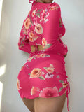 Luna Floral Drawstring Bikini with Cover Up