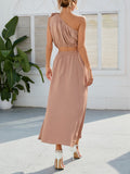Luna Tie Shoulder Draped A-Line Skirt Set