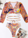 Luna Print Long Sleeve Bikini