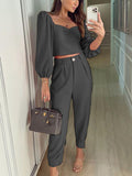 Luna Ruched Blouse and Pants Set