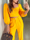 Luna Ruched Blouse and Pants Set