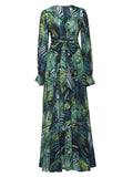 Luna Leaf Print Maxi Dress