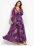 Luna Leaf Print Maxi Dress