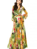 Luna Leaf Print Maxi Dress