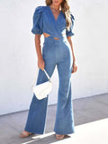 Luna Denim Crossover Jumpsuit