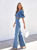 Luna Denim Crossover Jumpsuit