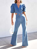 Luna Denim Crossover Jumpsuit