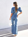 Luna Denim Crossover Jumpsuit