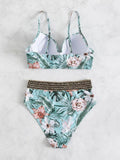 Luna Floral Cross High Waist Bikini