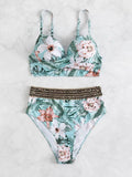 Luna Floral Cross High Waist Bikini