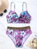 Luna Floral Cross High Waist Bikini