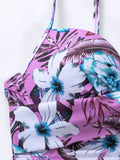 Luna Floral Cross High Waist Bikini