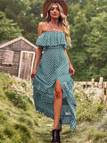 Luna Maxi Off the Shoulder Polka Dot Dress