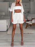 Luna 2 Pieces White Lace Cardigan and Shorts