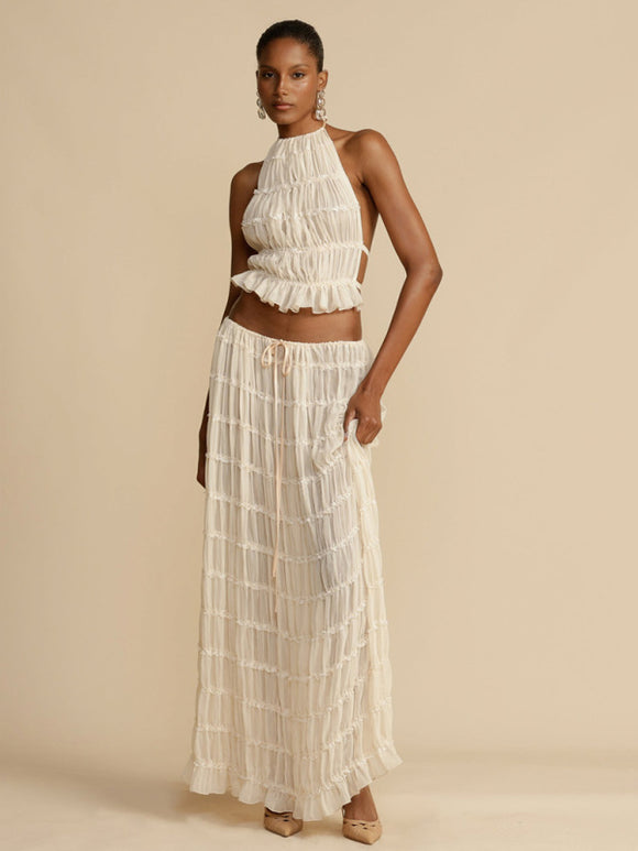 Luna Pleated Maxi Skirt and Top