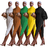 Luna Women's Casual Turtleneck Slit Knitted Long Dress