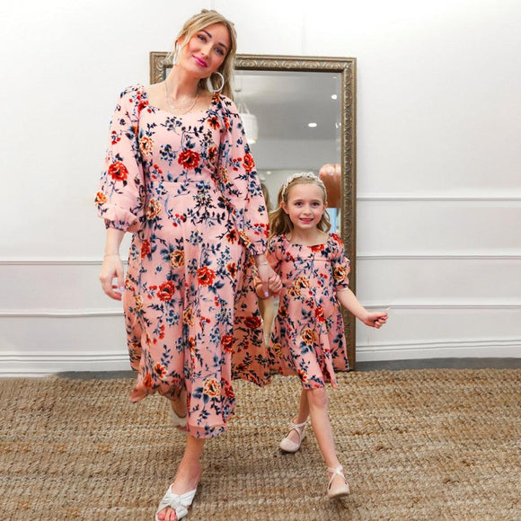 Luna Mother and Daughter Floral Print Dress