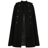 Luna Black Vintage Mid-Length Woolen Coat