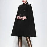 Luna Black Vintage Mid-Length Woolen Coat