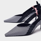 Luna Stripe Kitten Heel Mules